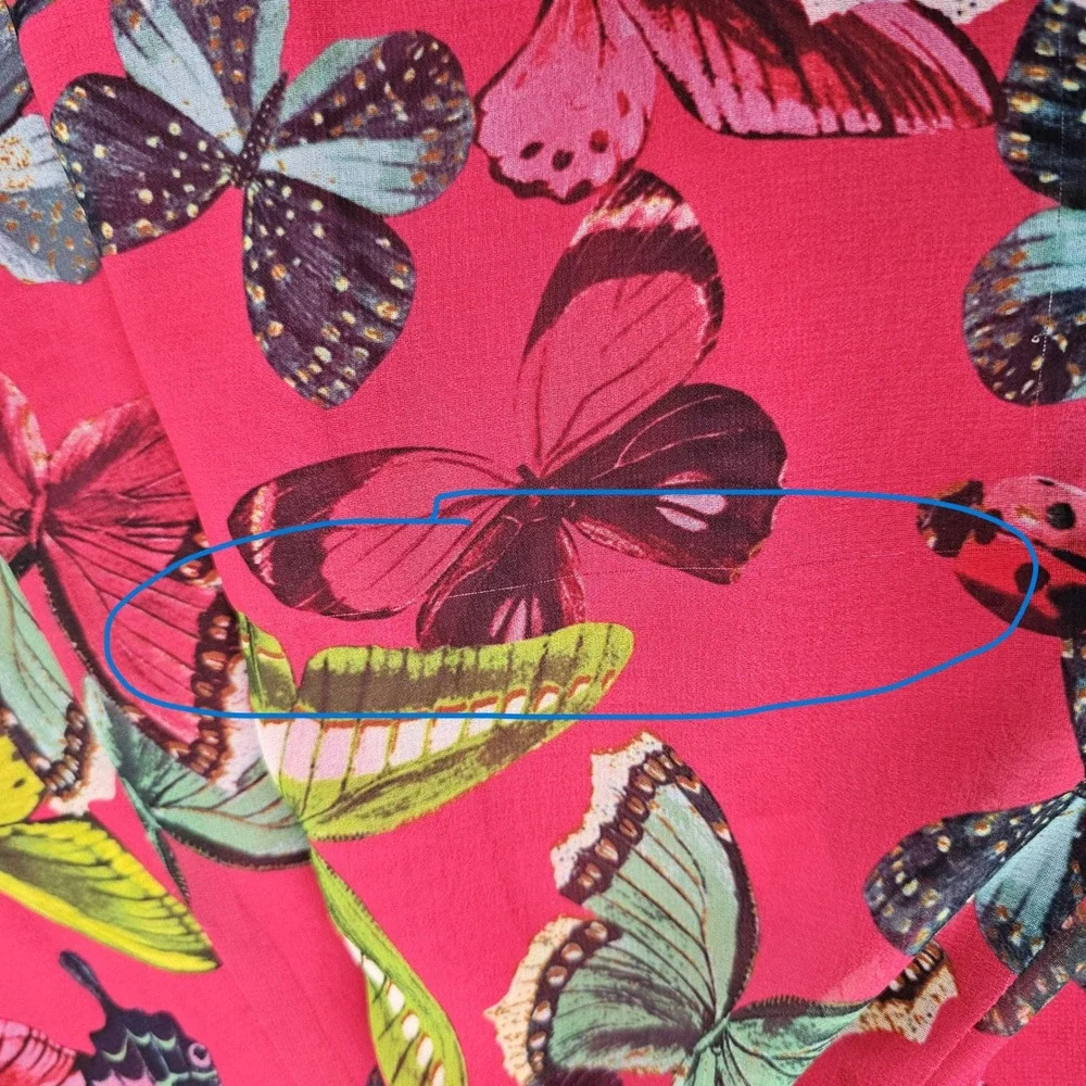 Doncaster Collection Pink Butterfly Print V-Neck Long Sleeve Shift Dress Size 16 - Picture 9 of 10